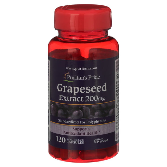 Puritans Pride Grapeseed Extract 200 Mg Capsules, 120 Count