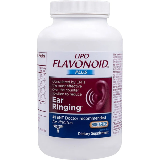 Lipo-Flavonoid plus Ear Health Supplement | 500 Caplets | #1 ENT Doctor Recommended for Ear Ringing | Most Effective over the Counter Tinnitus Treatment