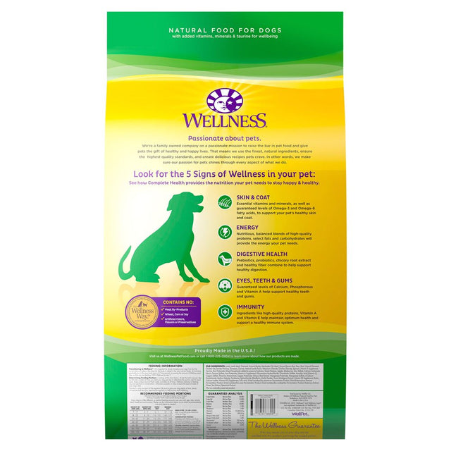 Wellness Complete Health Natural Dry Dog Food, Lamb & Barley, 30-Pound Bag