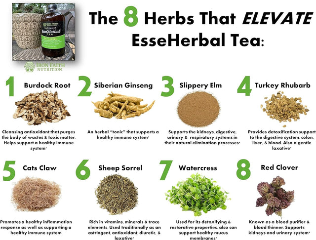 Esseherbal Tea 8 Herb Formula W/Organic Minerals/Non-Gmo/Vegan/Organic/Detox & Cleanse Support Immune System (New Size 16 Oz)