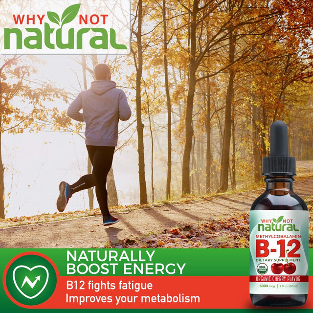 Why Not Natural Organic B12 Liquid Drops, 5000Mcg per Serving