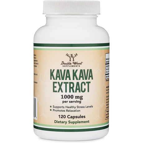 Kava Kava Supplement 1,000Mg per Serving, 120 Capsules (High Purity Potent 3-5% Kavalactones Root Extract) for Relaxation and Stress Relief (Made in the USA, Vegan Safe) by Double Wood