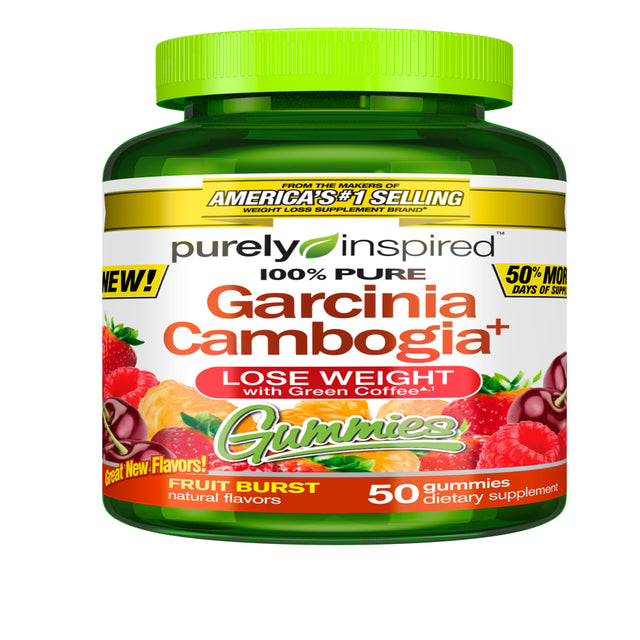 100% Garcinia Cambogia Gummies, Weight Loss Supplements with Green Coffee Extract, Natural Flavours, Fruit Burst, 50 Count