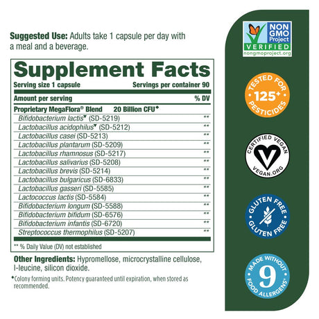 Megafood Megaflora Probiotic - Original 20 Billion Cfu 90 Caps