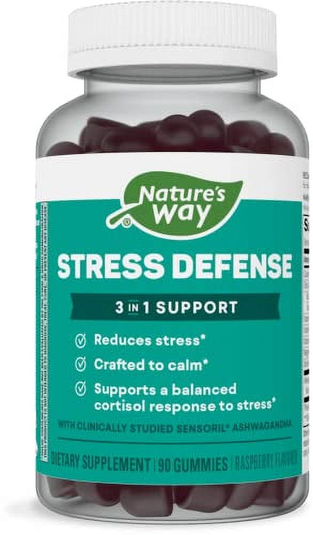 Natureâ€™S Way Stress Defense Stress Supplement*, with Ashwagandha, Vitamin B6, Supports Balanced Cortisol Response*, Raspberry Flavored, 90 Gummies