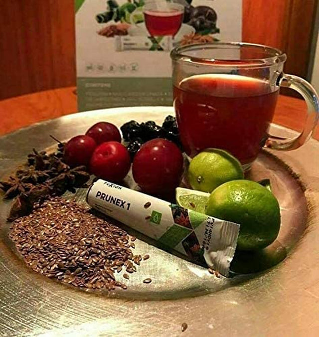 Fuxion Prunex 1, a Plum Flavored Tea, Easy to Dissolve, Kelp Very Effective for Cleansing the Digestive System and Relieve Constipation in a Healthy Way with No Discomfort (7 Sachets)