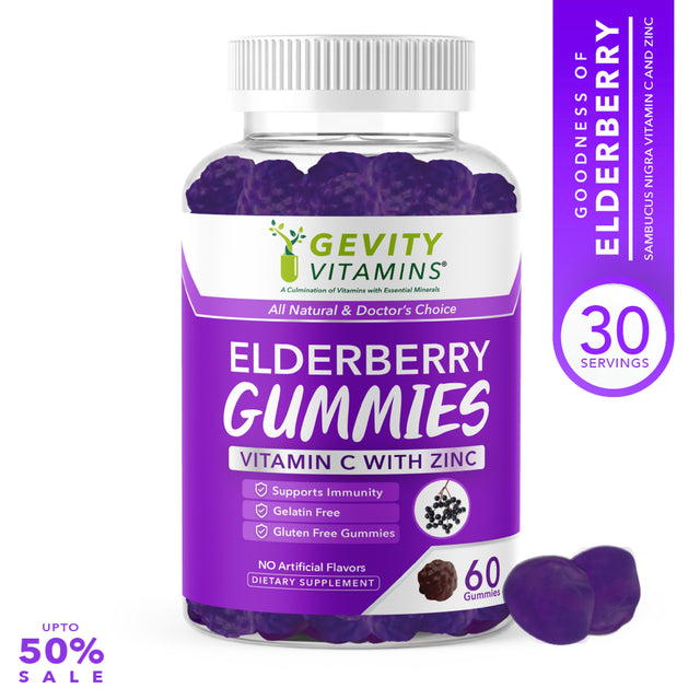 Gevity Vitamins Elderberry Gummies, Vitamin C with Zinc, 60 Gummies