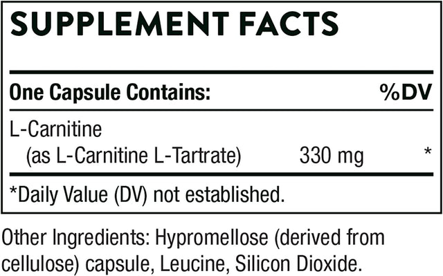 THORNE L-Carnitine - Amino Acid Supplement to Support Energy Production - 60 Capsules