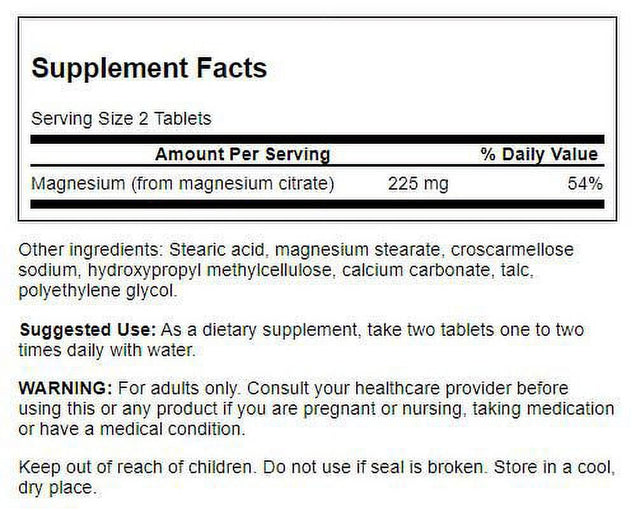 Swanson Magnesium Citrate - Super Strength 112.5 Mg 240 Tabs 4 Pack