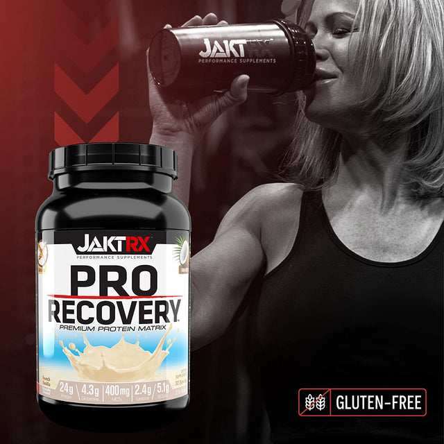 JAKTRX PRO Recovery – Post-Workout Whey Protein Powder – Muscle Builder & Recovery Supplement – BCAA, Glutamine, Leucine, Glucosamine & MCT – 30 Servings - French Vanilla