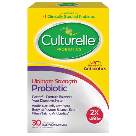 Culturelle Ultimate Strength Probiotic Capsules for Digestive Health for Men and Women, 30 Count