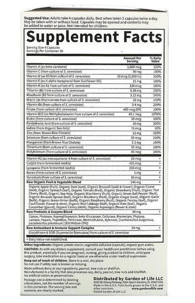Garden of Life - Vitamin Code RAW 50 & Wiser Men'S Multi Formula - 120 Vegetarian Capsules