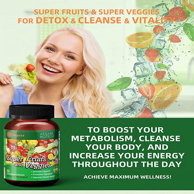 Fruits and Veggies Supplement, Made from 36 Superfood Ingredients, 2 Months Supply per Bottle, Improve Constipate, Gut & Digestive Health, Supports Balanced Nutrition