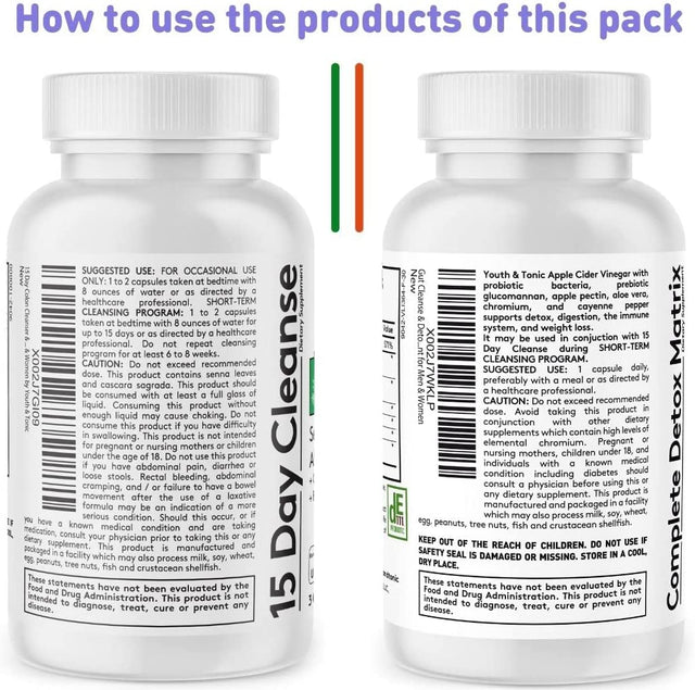 Whole Body Cleanse 3Pk Bundle | 15 Day Colon Cleanser and System Alkalizing with Complete Detox Matrix and Kidney Cleanse for Urinary Tract & Bladder Health