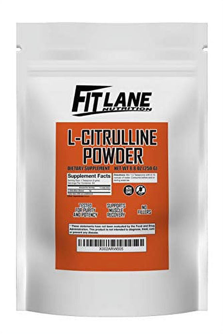 L-Citrulline Powder 250 Grams - Bulk Free Form Amino Acid Supplement - Raw and Pure with No Additives by Fit Lane Nutrition.