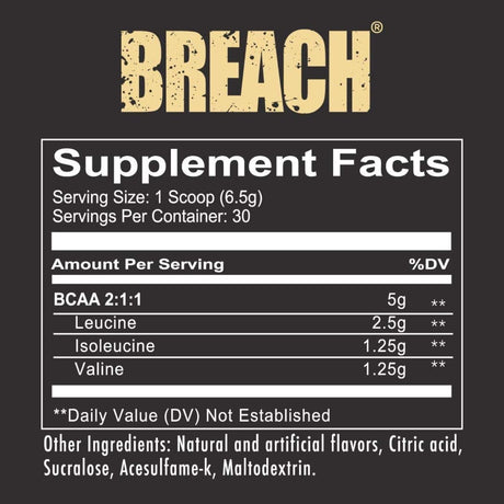 REDCON1 Breach Bcaas, Blue Lemonade - Keto Friendly + Sugar Free Essential Amino Acids for Recovery - Contains Bcaas L-Leucine, L-Isoleucine & L-Valine (30 Servings)