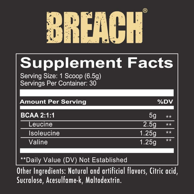 REDCON1 Breach Bcaas, Blue Lemonade - Keto Friendly + Sugar Free Essential Amino Acids for Recovery - Contains Bcaas L-Leucine, L-Isoleucine & L-Valine (30 Servings)