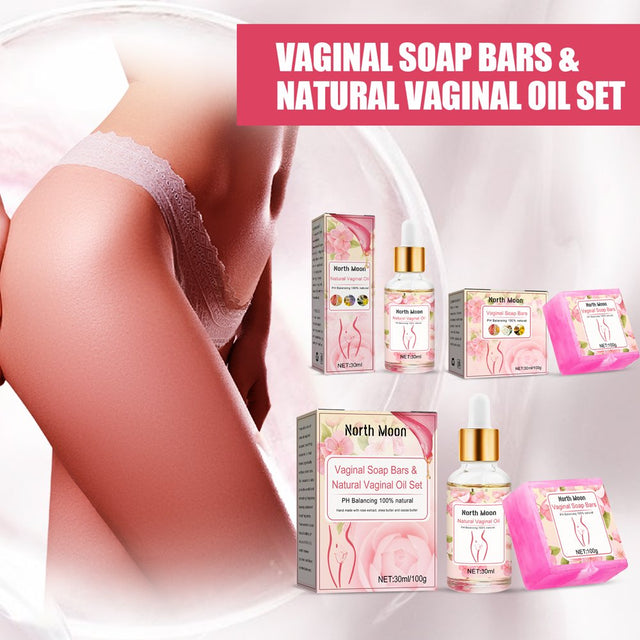 Yoni Soap Bars & Natural Yoni Oil Set Natural Yoni Oil Vaginal Wash for Women Feminine Wash Vaginial Deodorants Ph Balance Eliminates Odor Feminine Oil 30Ml/1 Oz Vaginal Care Soap 3.53 Oz