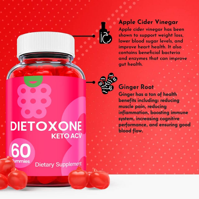 (5 Pack) Dietoxone Keto ACV Gummies - Supplement for Weight Loss - Energy & Focus Boosting Dietary Supplements for Weight Management & Metabolism - Fat Burn - 300 Gummies