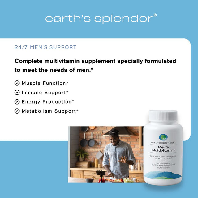 Earth'S Splendor Men'S Multivitamins, Overall Health and Wellness Support, 120 IU Chewable Tablets, 120 Count