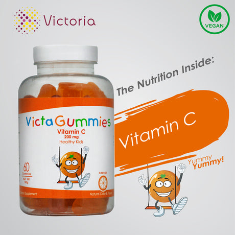 Victagummies Vitamin C 200 Mg for Kids - Orange Flavor - 60 Pectin Gummies