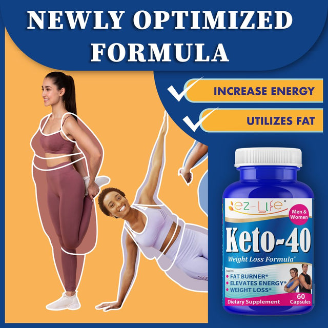 Keto 40 Weight Loss Support Non-Stimulant Appetite Support for Men and Women Lean Mode with Green Coffee Bean, Green Tea, Garcinia Cambogia, Diet Pills 60 Capsules