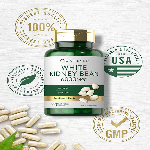 White Kidney Bean Extract | 6000Mg | 200 Count | by Carlyle