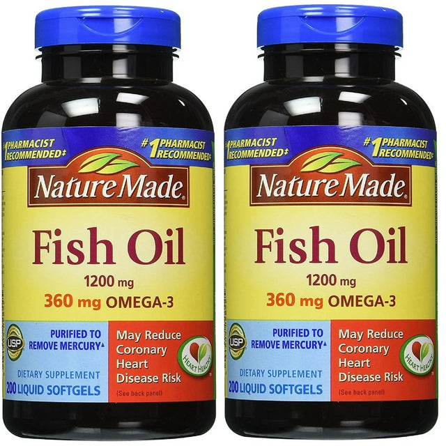 Nature Made Fish Oil 1200 Mg 200 Liquid Softgels - 2 Pack