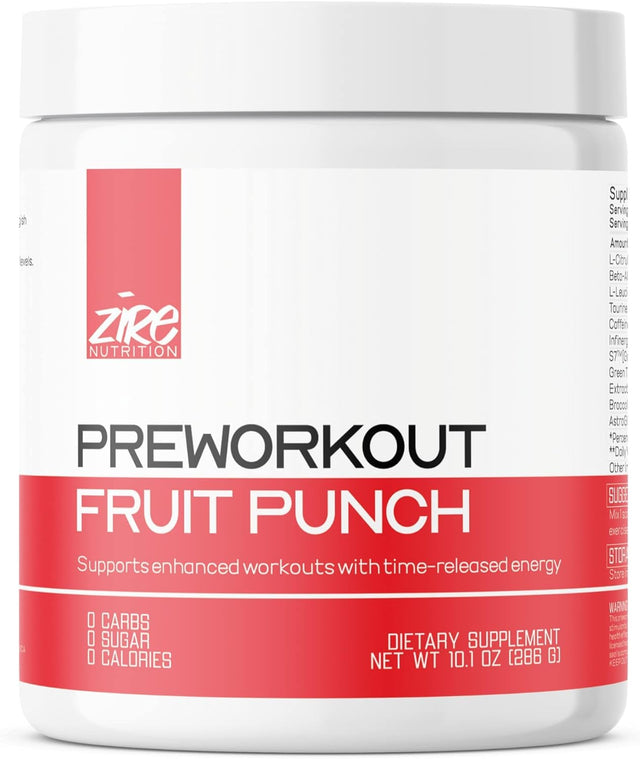 Pre Workout Powder, 40 Servings, No Creatine, Clinically Studied Patented Ingredients, Clean Caffeine Preworkout, No Sugar, No Sucralose, No Jitters, Natural Flavor, Fruit Punch