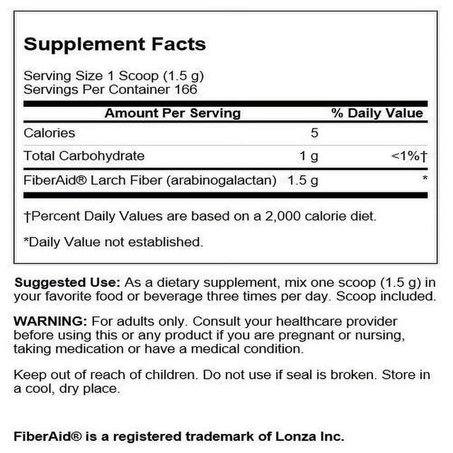 Swanson Fiberaid - Larch Tree Arabinogalactan (AG) Powder - Fiber Drink Mix Promoting Digestive Health and Supports Gastrointestinal Health - (8.8Oz)