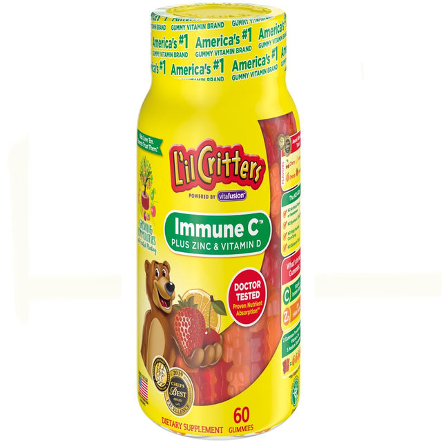 L'Il Critters Gummies Immune C plus Zinc & Vitamin D 60 Each (Pack of 2)