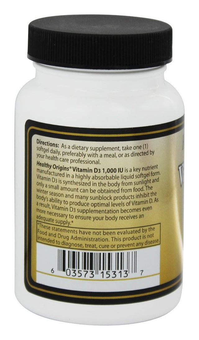 Healthy Origins Vitamin D3 - 1000 IU - 90 Softgels