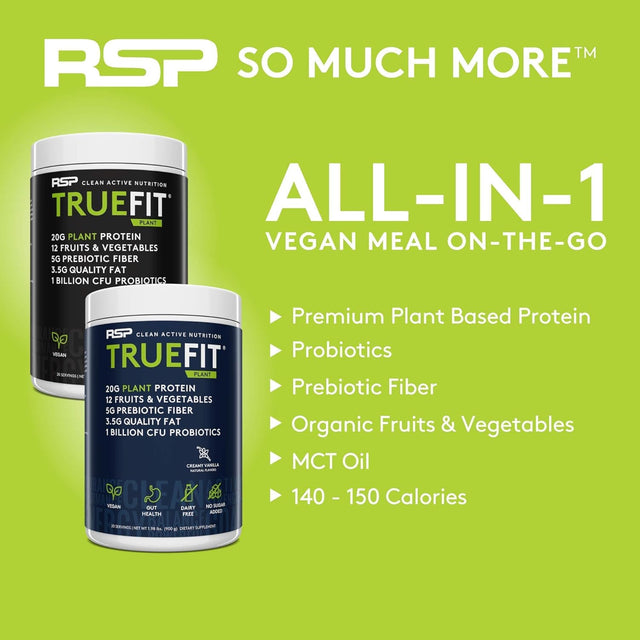 RSP NUTRITION Vegan Aminolean Pre Workout Energy (Pineapple Coconut 25 Servings) with Truefit Vegan Protein Powder (Salted Chocolate 2 LB)