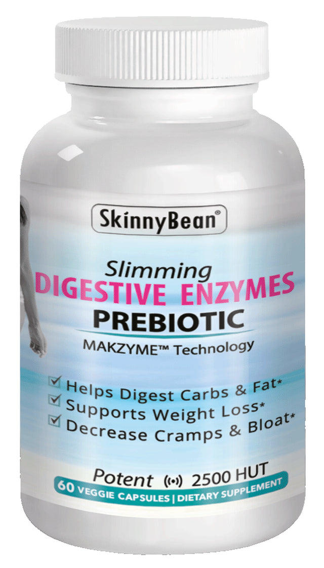 Skinny Bean Digestive Enzymes Supplement Prebiotics for Women Natural Weight Loss, 60 Capsules