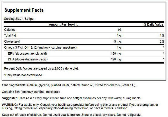 Swanson Omega-3 Fish Oil - Lemon Flavor Softgels, 1 G, 150 Count