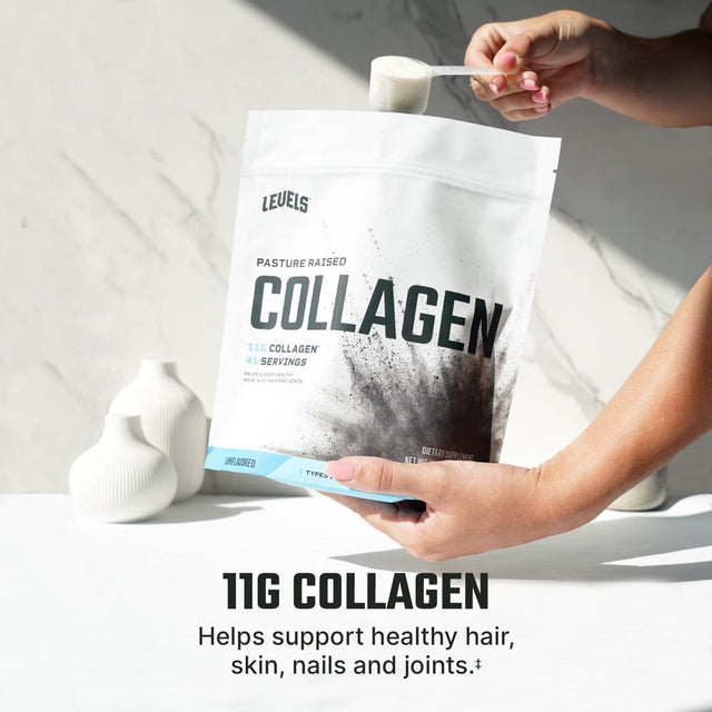 Levels Collagen Peptides Powder, No Artificial Ingredients, 11G of Collagen, Unflavored, 1LB