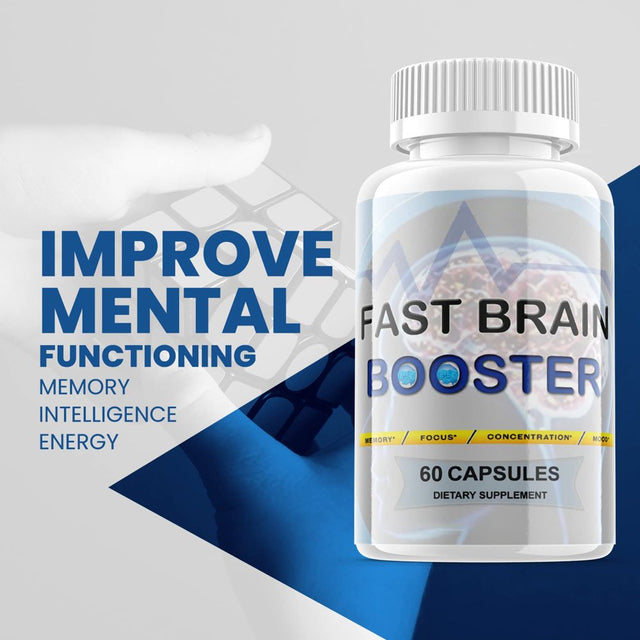 (2 Pack) Fast Brain Booster - Dietary Supplement for Focus, Memory, Clarity, & Energy - Advanced Cognitive Support Formula for Maximum Strength - 120 Capsules