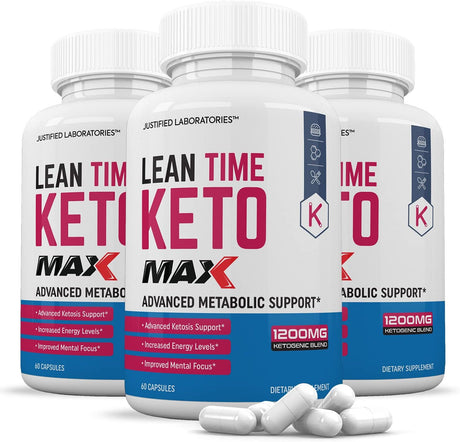 (3 Pack) Lean Time Keto 1200MG Pills Includes Apple Cider Vinegar Gobhb Strong Exogenous Ketones Advanced Ketogenic Supplement Ketosis Support for Men Women 180 Capsules