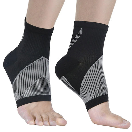 Ankle Brace Compression Sleeve (1 Pair) for Neuropathy Pain, Achilles Tendonitis & Plantar Fasciitis Relief - Foot Brace, Toeless Ankle Support Compression Socks for Women and Men (Black, L)