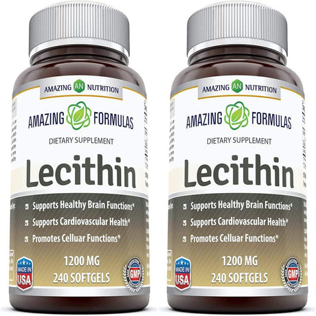 Amazing Formulas Lecithin Dietary Supplement * 1200 Mg High Potency Lecithin 240 Softgels (Non-Gmo) - Pack of 2