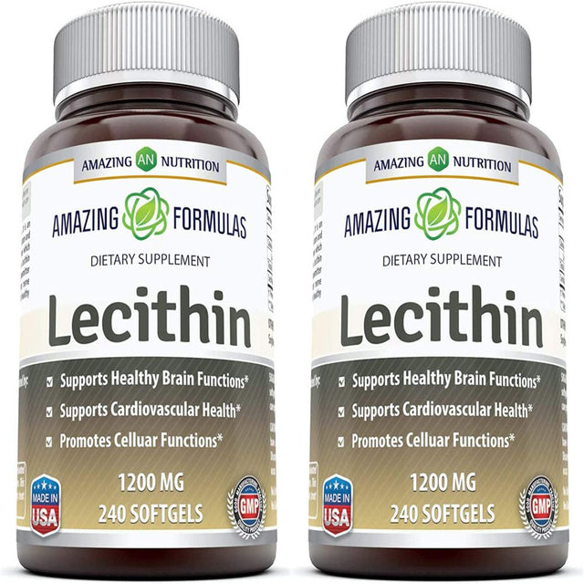 Amazing Formulas Lecithin Dietary Supplement * 1200 Mg High Potency Lecithin 240 Softgels (Non-Gmo) - Pack of 2