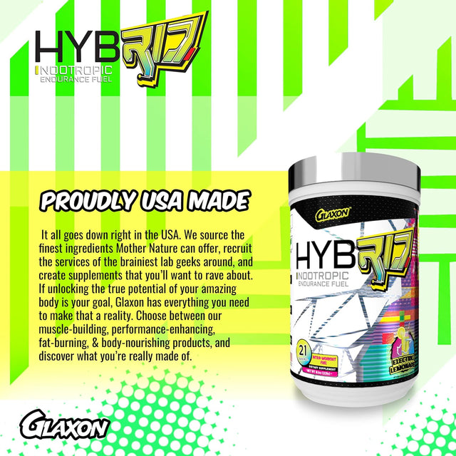 Glaxon Hybrid V2 Nootropic Endurance Fuel | Ketone Salts Supplement with Electrolytes and Inulin Powder for Stamina, Hydration, Brain Power and Workout Performance | Electric Lemonade Flavor