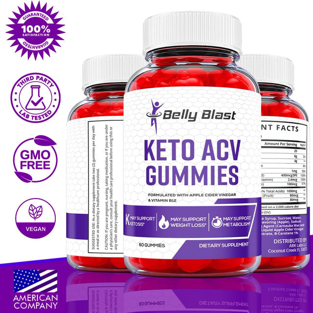 (1 Pack) Belly Blast Keto ACV Gummies - Apple Cider Vinegar Supplement for Weight Loss - Energy & Focus Boosting Dietary Supplements for Weight Management & Metabolism - Fat Burn - 60 Gummies