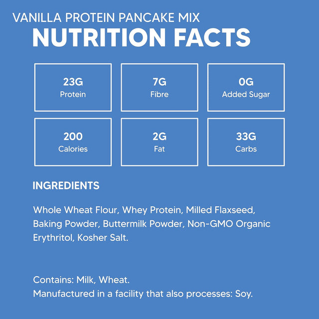 Flourish - Protein Pancake & Waffle Mix, Whey Protein Isolate & Flax Seed, Non-Gmo, No Added Sugar, Superfood, High Protein & Fiber, Just Add Water - Vanilla, 16Oz