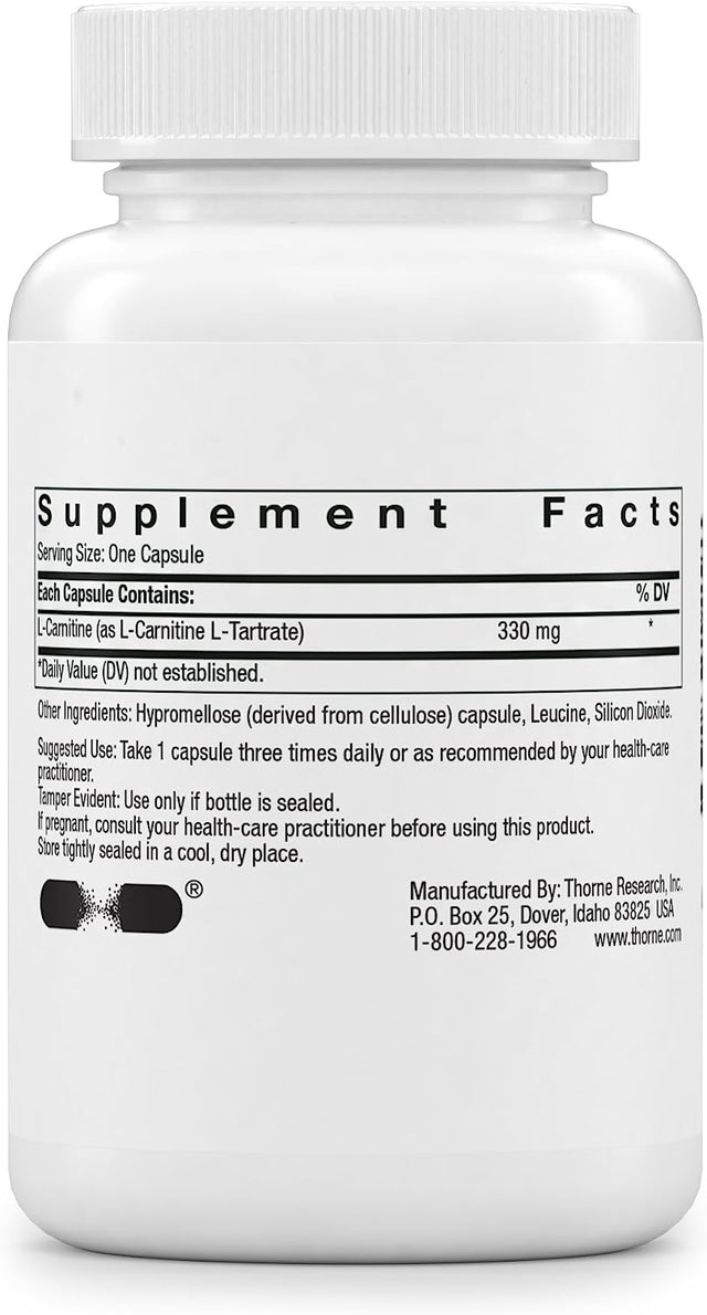 THORNE L-Carnitine - Amino Acid Supplement to Support Energy Production - 60 Capsules