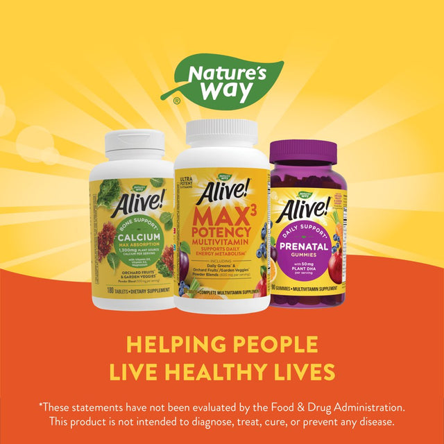 Alive! Max3 Daily Multivitamin Supplement with Iron, Max Potency, 180 Count