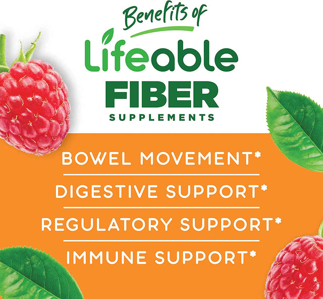 Lifeable Prebiotic Fiber Supplement Gummies 5G - Great Tasting Natural Flavored Gummy - Gluten Free, Vegetarian, Gmo-Free Chewable - 90 Gummies - 45 Doses