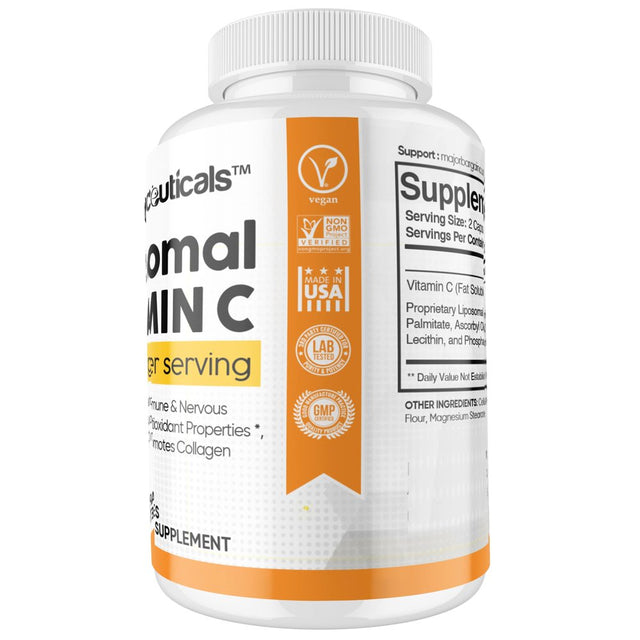 Liposomal Vitamin C Capsules 1200Mg High Absorption VIT C, Immune System & Collagen Booster, Fat Soluble Immunity Support Ascorbic Acid Supplement, 120 Natural Vegan Capsules