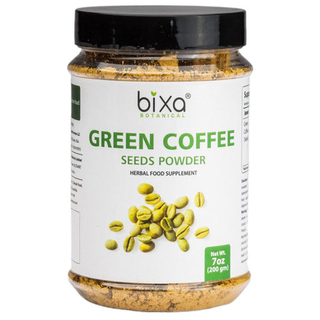 Green Coffee Beans Powder - 7 Oz / 200Gm (Coffea Robusta) | Supports Fat Metabolism & Weight Management | Beneficial for Regulating Blood Sugar and Blood Pressure Levels Bixa Botanical