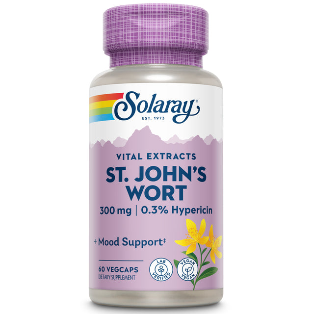 Solaray St Johns Wort Aerial Extract 300 Mg, Once Daily | Mood & Brain Health Support | 0.3% Hypericin | 60Ct